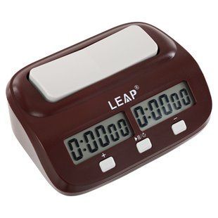Годинники шахові електронні багатофункціональні LEAP Zelart PQ9907 пластик 17х10 х5,5см коричневий