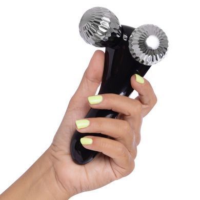 Масажер роликовий для обличчя та тіла 3D ліфтинг ручний 2 кульки Zelart 3D Massager CX-301 чорний-сірий