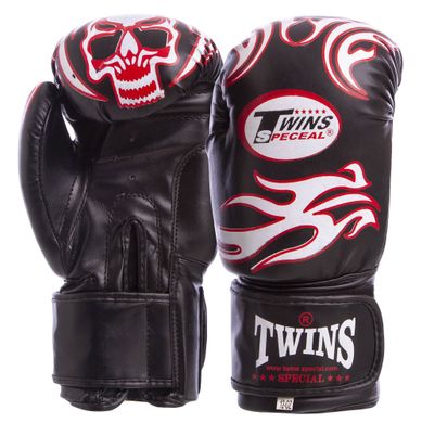 Боксерские перчатки TWINS черные DX на липучке MA-5435, 12 унций