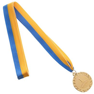 Медаль спортивная с лентой (1 шт) d=45 мм C-2940, 1 место (золото)