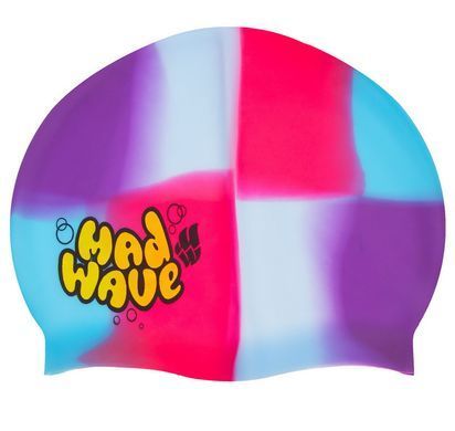 Шапочка для плавания силиконовая юниорская MadWave MULTI JUNIOR M054901 цвет голубой-розовый