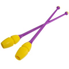Булавы гимнастические 45 см вставляющиеся булавы для художественной гимнастики C-0963, Фиолетово-желтый