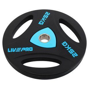 Блины диски полиуретановые с тройным хватом и металлической втулкой LiveUp LP8020-25 &oslash;51мм 25кг черный
