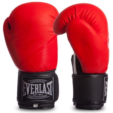 Перчатки боксерские кожаные на липучке EVERLAST MA-0704 MATT красные 12 унций