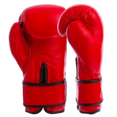 Перчатки боксерские кожаные на липучке EVERLAST красные BO-4748, 12 унций