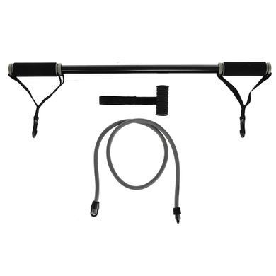 Палка гімнастична з еспандерами та кріпленням на двері DOOR GYM SET PRO-SUPRA FI-501A l-74-125см чорний-сірий