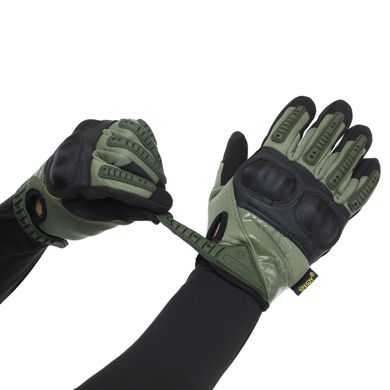 Тактические военные мужские перчатки с усиленным протектором MECHANIX MPACT BC-4923, L Оливковый