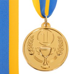 Медаль спортивная с лентой (1 шт) BOWL d=50 мм C-3180, 1 место (золото)