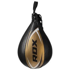 Груша пневмо (подвесная) боксерская кожаная D-X/18, Черно-золотой