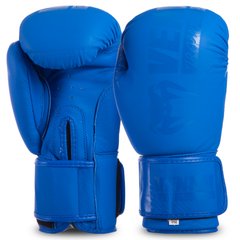 Перчатки для бокса кожаные на липучке VENUM MATT MA-0703 синие (OF), 14 унций