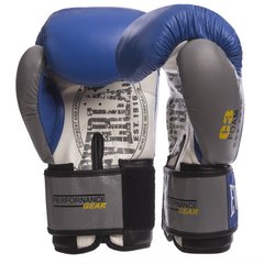 Боксерские перчатки EVERLAST EV-009B на липучке кожаные синие, 12 унций