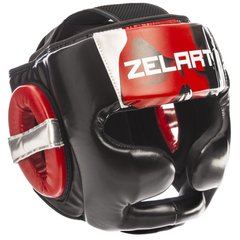 Шлем для единоборств с полной защитой черный с красным PU ZELART BO-1320