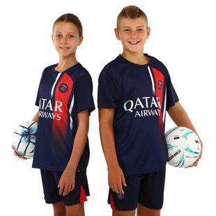 Форма футбольная детская с символикой футбольного клуба PSG домашняя 2024 Zelart CO-7183 размер XS-22, рост 116 цвет темно-синий-красный