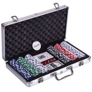 Набор для покера в алюминиевом кейсе Poker game set Zelart IG-2114 300 фишек
