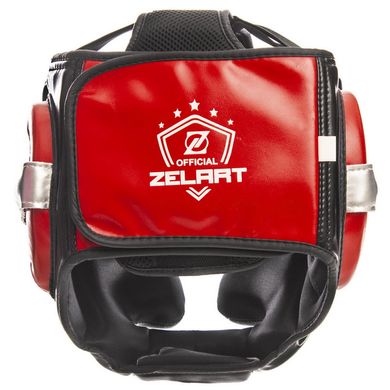 Шлем для единоборств с полной защитой черный с красным PU ZELART BO-1320