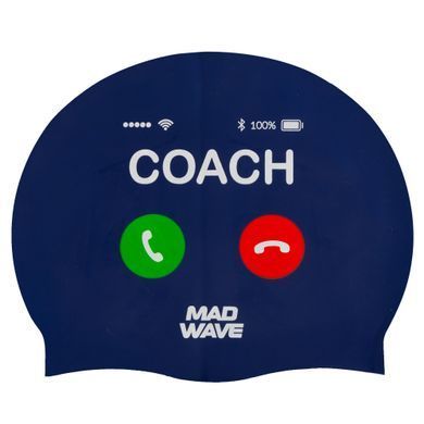 Шапочка для плавання силіконова для дорослих MadWave Coach M055464 колір темно-синій