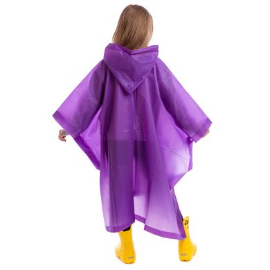 Дождевик Пончо для детей рост 120-160см многоразовый фиолетовый C-1020