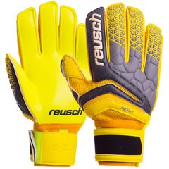 Вратарские перчатки с защитными вставками на пальцы REUSCH желто-серые FB-915, 10