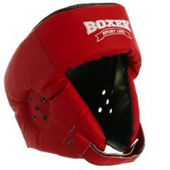 Боксерский открытый шлем Кожвинил красный BOXER 2028