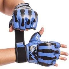 Перчатки ZELART для мма PU сине-черные BO-1395, L