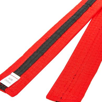 Пояс для кимоно двухцветный красно-черно-красный BO-7265, 220 см