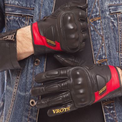 Перчатки для мотоцикла VROTE черно-красные V003 (OF), M