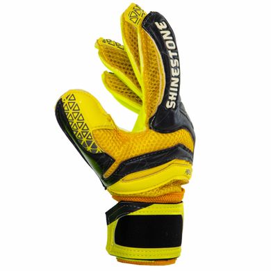 Вратарские перчатки с защитными вставками на пальцы FDSPORT желто-серые FB-915, 10
