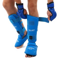 Защита голени с футами для единоборств Zelart синяя BO-7249, S