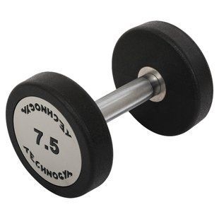Гантель цільна професійна з поліуретановим покриттям TECHNOGYM TG-1834-7_5 1шт 7,5кг чорний-сірий