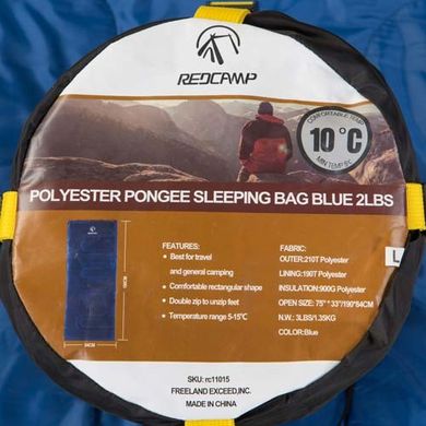 Спальный мешок REDCAMP (190*84 см) 1,4 кг RC484/1-14BY, Синий
