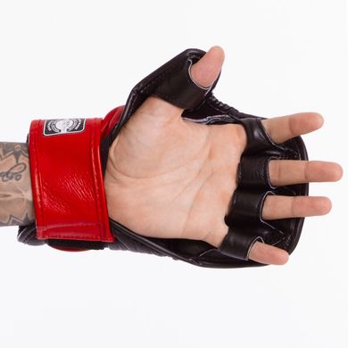 Перчатки для единоборств кожаные TWINS черно-красные GGL-2, L