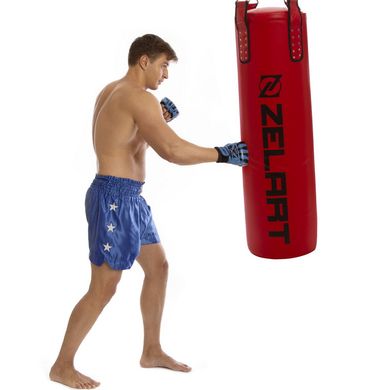 Мешок боксерский Цилиндр с цепью PU h-115см ZELART BO-1990, Красный
