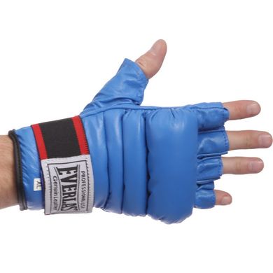 Перчатки боевые для единоборств кожаные EVERLAST синие VL-01045, M