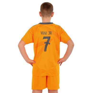 Форма футбольная детская с символикой футбольного клуба REAL MADRID VINI JR 7 гостевая 2025 Zelart CO-4644 размер 20, рост 115-125 цвет оранжевый