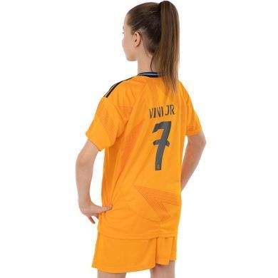 Форма футбольная детская с символикой футбольного клуба REAL MADRID VINI JR 7 гостевая 2025 Zelart CO-4644 размер 20, рост 115-125 цвет оранжевый
