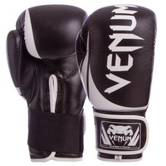 Боксерские перчатки VENUM CHALLENGER кожаные на липучке BO-5245 черные, 12 унций