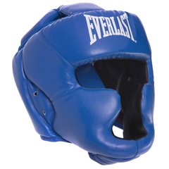 Шлем боксерский с полной защитой синий PU ELS BO-4299