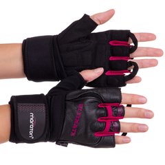 Перчатки для тяжелой атлетики MARATON черно-розовые 161104, L