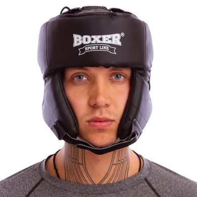 Шлем для бокса открытый Кожвинил черный BOXER 2028