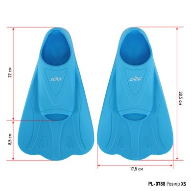 Ласты для тренировок в бассейне короткие с закрытой пяткой CIMA PL-0788 размер 30-32 цвет разноцветный