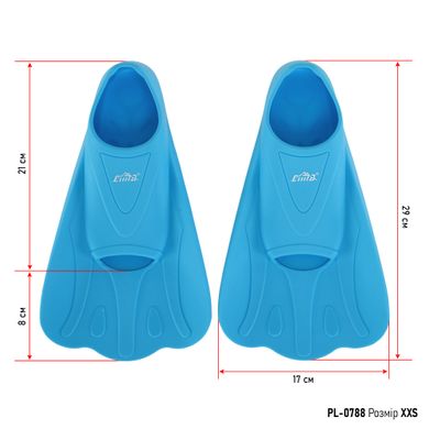 Ласты для тренировок в бассейне короткие с закрытой пяткой CIMA PL-0788 размер 30-32 цвет разноцветный