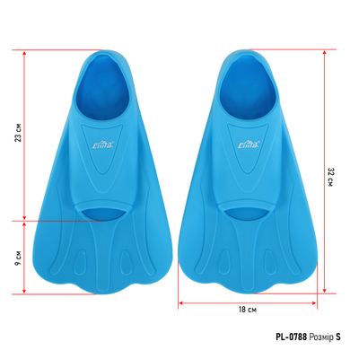 Ласты для тренировок в бассейне короткие с закрытой пяткой CIMA PL-0788 размер 30-32 цвет разноцветный