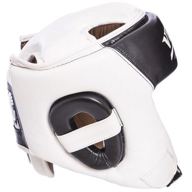 Боксерский шлем открытый кожаный с усиленной защитой макушки белый VELO VL-2211