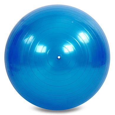 Мяч фитбол глянцевый с эспандерами и ремнем для крепления 75см PS FI-0702B-75, Синий