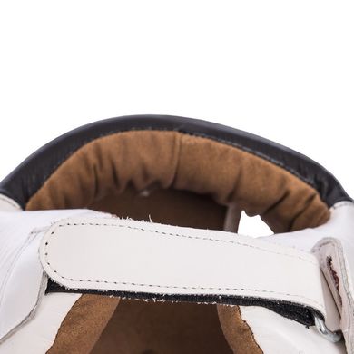 Боксерский шлем открытый кожаный с усиленной защитой макушки белый VELO VL-2211