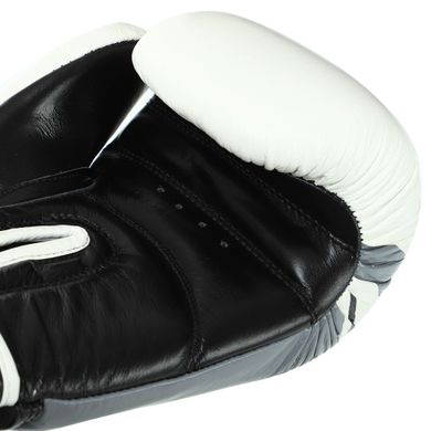 Перчатки кожаные для бокса Zelart CONTENDER 2.0 VL-8202 на липучке серо-белые, 12 унций