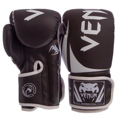 Перчатки боксерские на липучке VENUM PU черно-белые BO-8352, 10 унций