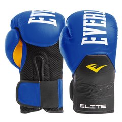 Перчатки для бокса кожаные на липучке EVERLAST MA-6757 сине-черные, 10 унций