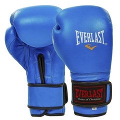 Перчатки для бокса кожаные на липучке EVERLAST синие BO-4748, 8 унций