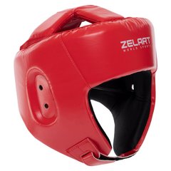 Шлем боксерский открытый с усиленной защитой макушки красный PU BO-8268